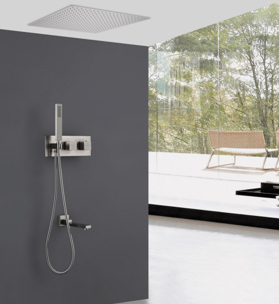 Душевая система ABBER Daheim AF8254SP скрытого монтажа с изливом, термостат, сатин
