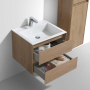 Тумба с раковиной Vincea Luka 600 подвесная, 2 выкатных ящика soft-close, N.Oak, VMC-2L600NO+VCB-13600B