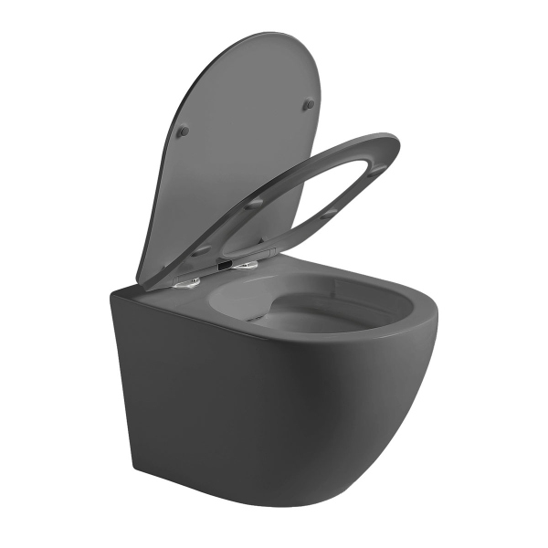 Унитаз подвесной Vincea Globo VT1-14SMA безободковый, цвет антрацит мат., сиденье soft-close