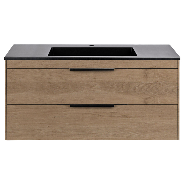 Тумба с раковиной Vincea Chiara 2D 1000 подвесная, N.Oak, VMC-2C2100NO+VCB-13100G