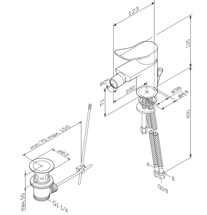 Смеситель AM.PM X-Joy F85A83100 для биде