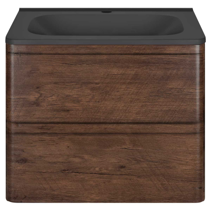 Тумба с раковиной Vincea Vico 600 подвесная, 2 выкатных ящика soft close, R.Wood, VMC-2V600RW+VCB-2VP600W