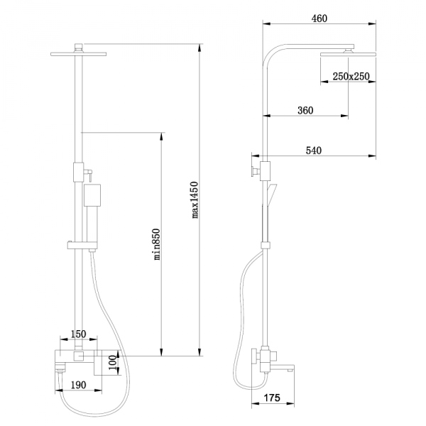Душевая стойка ABBER Daheim AF8216GL с изливом, золото матовое
