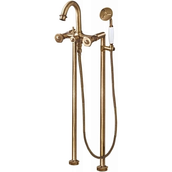 APHRODITE-VDP-02-S1 Напольный смеситель для ванны с ручным душем, исполнениебронза, ручки Бронза