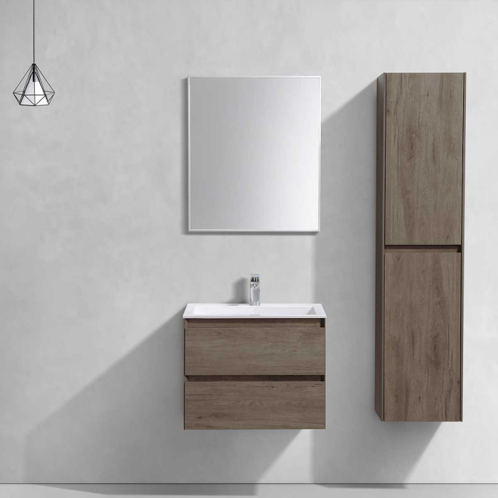 Тумба с раковиной Vincea Luka 600 подвесная, 2 выкатных ящика soft-close, R.Oak, VMC-2L600RO+VCB-13600G