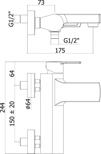 Смеситель Paffoni Ringo RIN022CR для ванны
