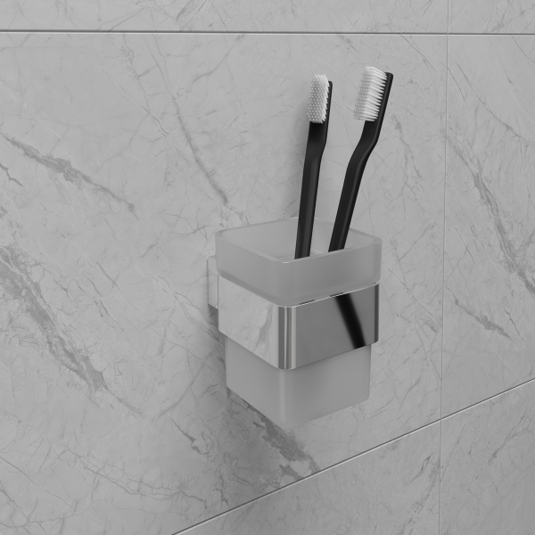 Стакан для зубных щёток Lemark SMOOTH LINE с держателем, хром (9731013) Стакан для зубных щёток Lemark SMOOTH LINE с держателем, хром (9731013)