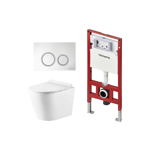 Комплект 4 в 1 (инсталляция TECE+ клавиша смыва (хром)+ унитаз Azario AZ-402W с сиденьем)