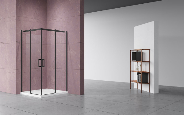 Душевой уголок Vincea Dice VSS-4D100CLB, 1000*1000, черный, стекло прозрачное