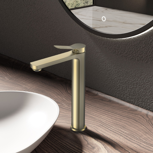 Смеситель для раковины Vincea Arco VBF-4AR02BG, брашированное золто