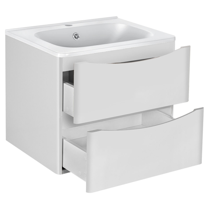 Тумба с раковиной Vincea Paola 600 подвесная, 2 выкатных ящика soft close, G.White, VMC-2P600GW+VCB-2VP600W