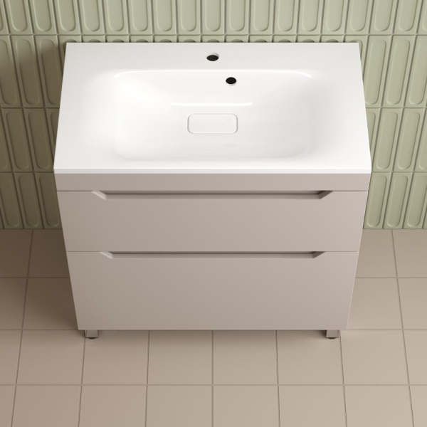 Тумба без раковины напольная "Остин" 80 2 ящ крем эмаль PLUS, ЛС-00002397