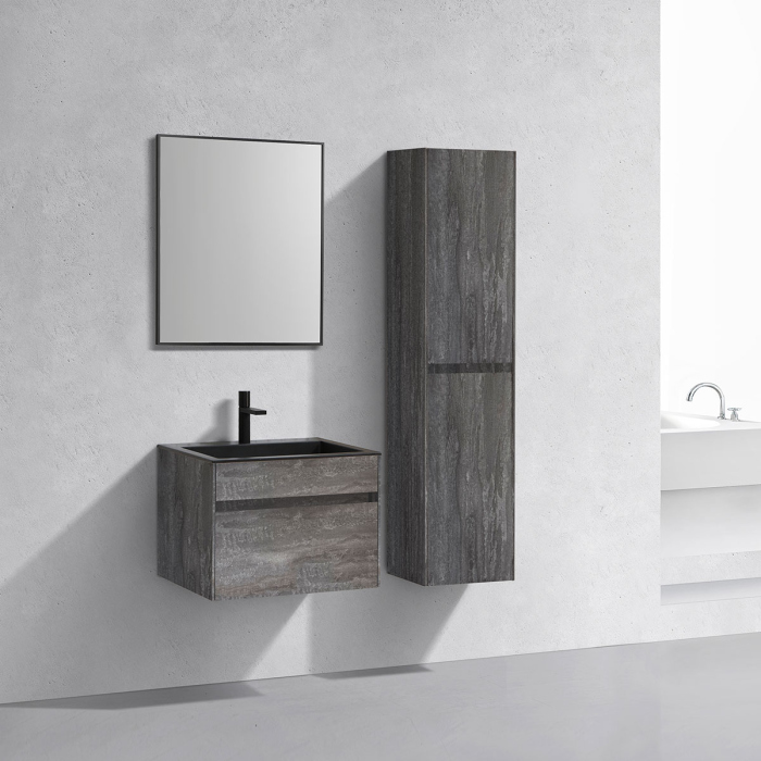 Тумба с раковиной Vincea Chiara 600 подвесная, 1 выкатной ящик soft-close, G.Stone, VMC-2C600GS+VCB-13600G