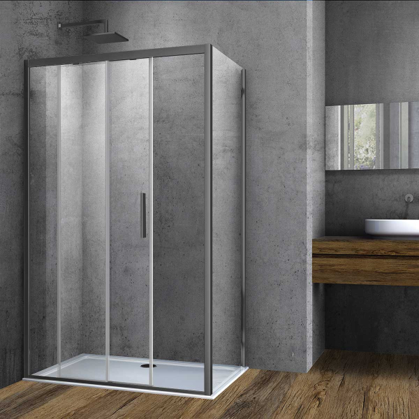 Душевой уголок Vincea Soft VSR-3SO9011CLGM, 1100*900, вороненая сталь, стекло прозрачное