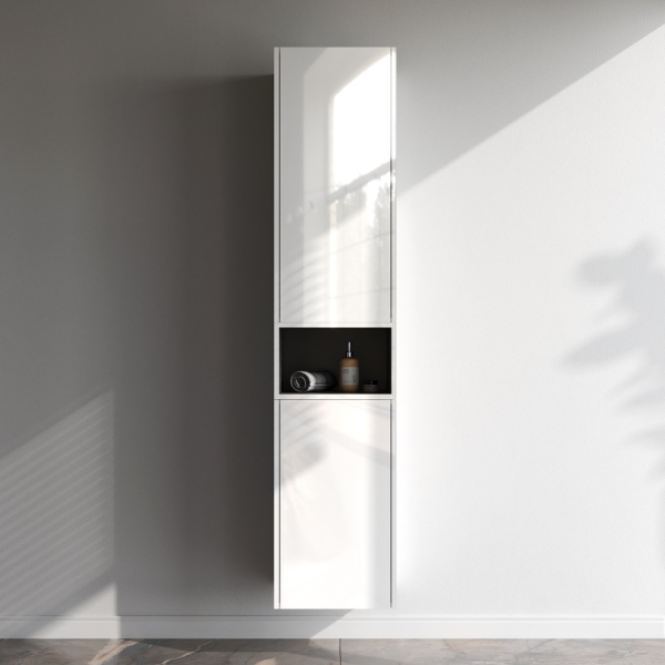 Шкаф с полками 40 см, высота 90 см, белый глянец, универсальный AM.PM Func, M8FCH04029WG