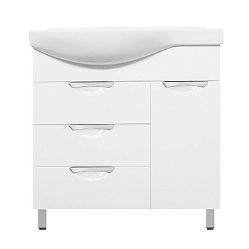 Тумба для комплекта Style Line Жасмин 82 R белая, с бельевой корзиной