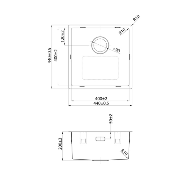 Мойка универсального монтажа IDDIS Prime нержавеющая сталь, сатин, 440*440 (PRI44S0i77)