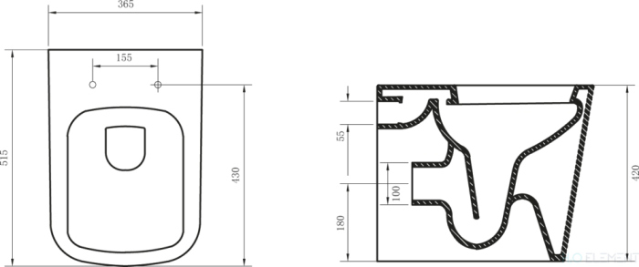 Унитаз приставной BelBagno Albano безободковый (готовый набор)