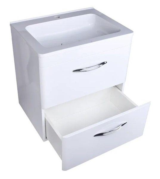 Тумба подвесная Style Line, "Каре 60" (2 ящ.) Люкс белая, СС-00002268