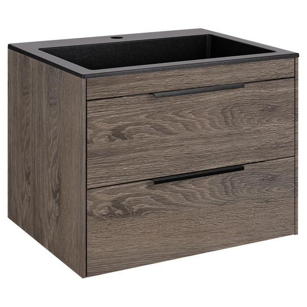 Тумба с раковиной Vincea Chiara 2D 600 подвесная, R.Oak, VMC-2C2600RO+VCB-13600G