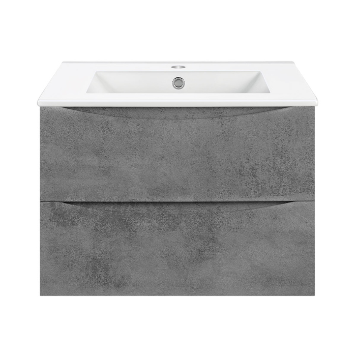 Тумба с раковиной Vincea Mia 600 подвесная, 2 выкатных ящика soft close, Beton, VMC-2MC600BT+VBS-13960MB