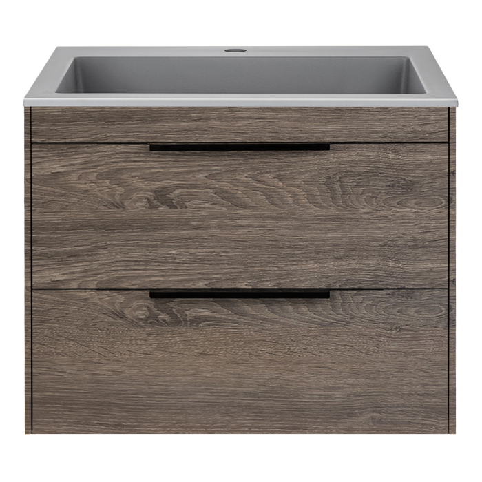 Тумба с раковиной Vincea Chiara 2D 600 подвесная, R.Oak, VMC-2C2600RO+VCB-13600B