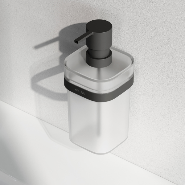 Стеклянный диспенсер с настенным держателем, черный AM.PM Func, A8F36922