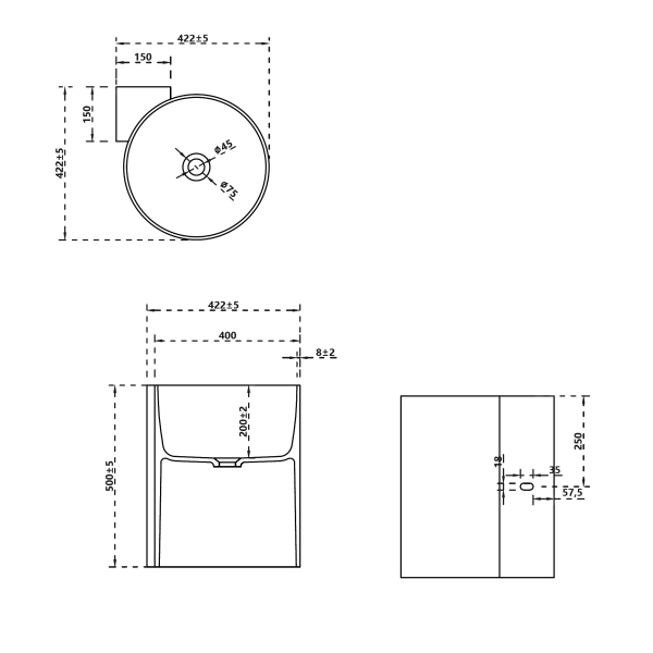 Раковина подвесная ABBER Stein AS2625 белая матовая