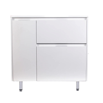 Тумба напольная Style Line Барселона 90 правая (2 ящ.) с выкатной корзиной, белая, (без раковины)