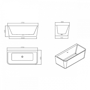 Ванна акриловая Vincea, VBT-211,170х80