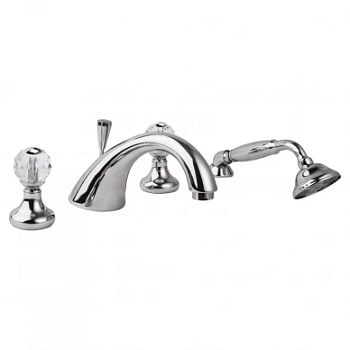 ATLANTIS-BVD-01-Sw/M Смеситель на борт ванныс ручным выдвижным душем, исполнение хром, ручки Sw/M