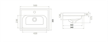 Мебельная раковина Smile CeraStyle Frame 50