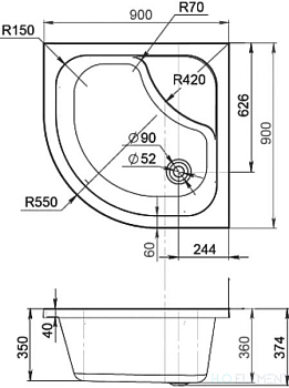 Поддон для душа AM.PM Gem Deep W90T-401A090W 90x90