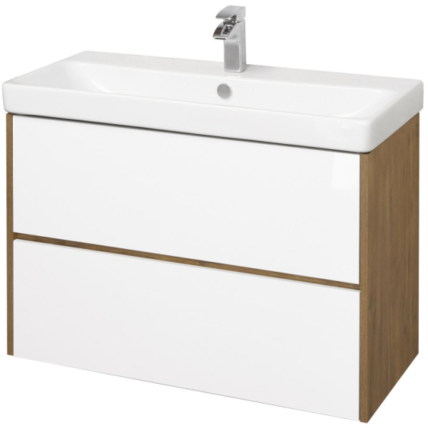 Тумба с раковиной Акватон Сканди 90 1A2519K0SDZ90 белая/дуб рустикальный