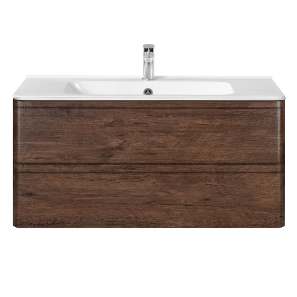 Тумба с раковиной Vincea Vico 1000 подвесная, 2 выкатных ящика soft close, R.Wood, VMC-2V100RW+VCB-2VP100W Тумба с раковиной Vincea Vico 1000 подвесная, 2 выкатных ящика soft close, R.Wood, VMC-2V100RW+VCB-2VP100W