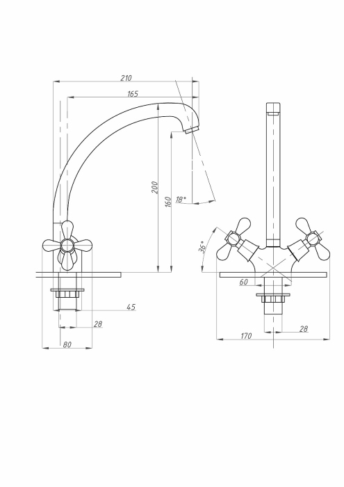 Смеситель для кухни FAUZT FZs-258-10 тип См-МДЦБА