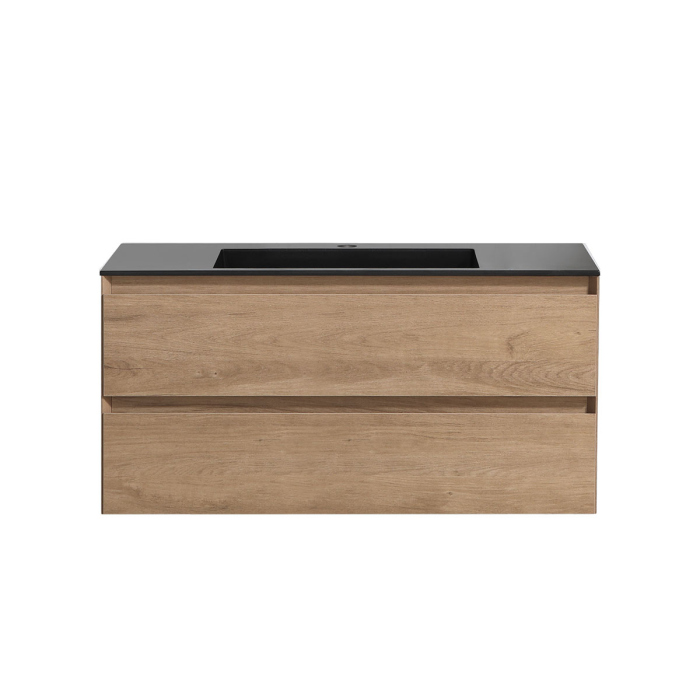 Тумба с раковиной Vincea Luka 1000 подвесная, 2 выкатных ящика soft-close, N.Oak, VMC-2L100NO+VCB-13100B