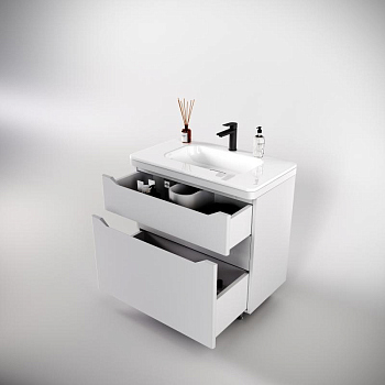 Тумба без раковины Style Line напольная "Марелла 80" (2 ящ.) белый матовый, PLUS, СС-00002401