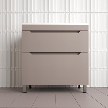 Тумба без раковины напольная "Остин" 100 2 ящ тауп темный эмаль PLUS, ЛС-00002402