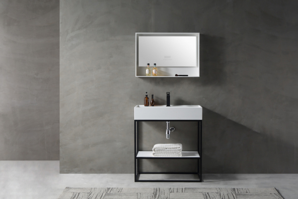 Консоль с раковиной ABBER Stein AS2630 напольная, белая матовая