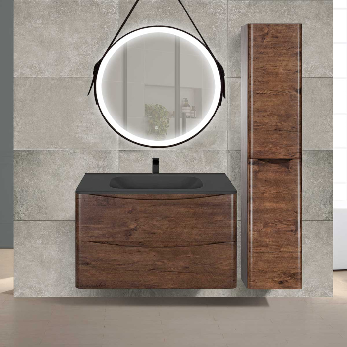 Тумба с раковиной Vincea Paola 800 подвесная, 2 выкатных ящика soft close, R.Wood, VMC-2P800RW+VCB-2VP800W
