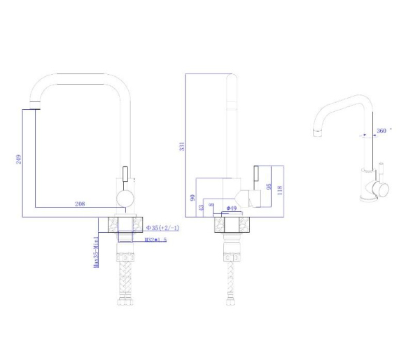 Смеситель для кухонной мойки RUSH Melos (SUS1101-23)