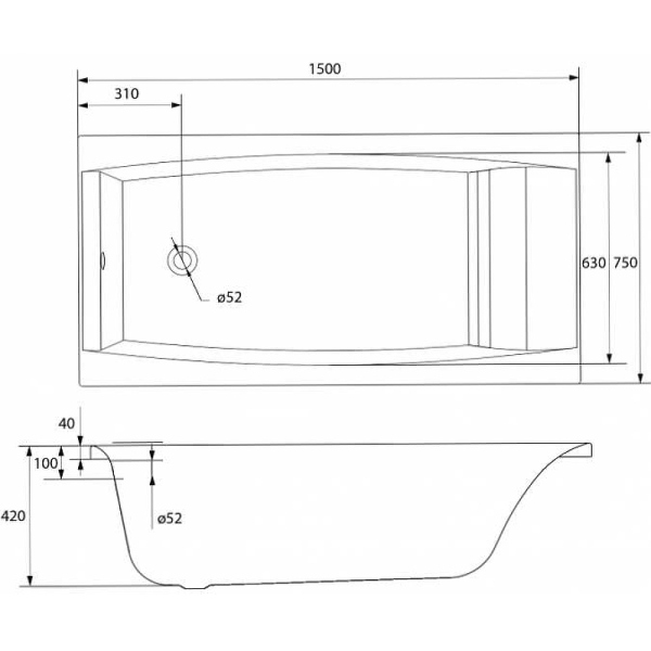 Ванна Cersanit прямоугольная VIRGO 150x75 Ванна Cersanit прямоугольная VIRGO 150x75