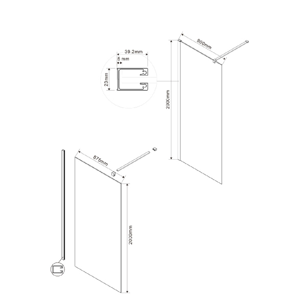 Душевая перегородка Vincea Walk in, VSW-1H900MRB Душевая перегородка Vincea Walk in, VSW-1H900MRB