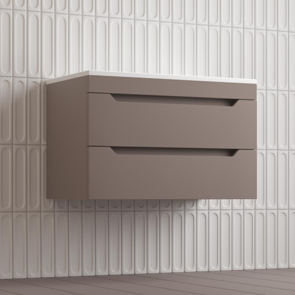 Тумба без раковины подвесная "Остин" 80 2 ящ тауп темный эмаль PLUS, ЛС-00002406