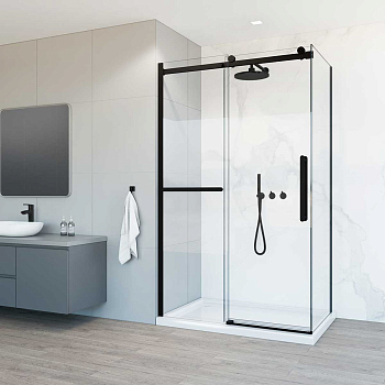 Душевой уголок Vincea Como Soft VSR-1CS8011CLB, 1100*800, черный, стекло прозрачное