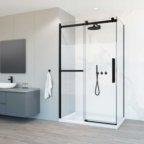 Душевой уголок Vincea Como Soft VSR-1CS8011CLB, 1100*800, черный, стекло прозрачное
