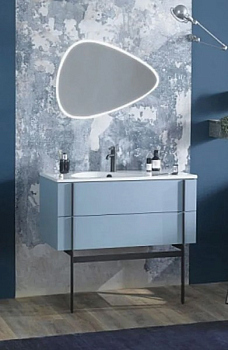 Тумба с раковиной, ножками и перекладиной Jacob Delafon Nouvelle Vague 100 EB3032-G91+EXAQ112-Z-MG2+EB3055-BLV+EB3051-BLV подвесная Аквамарин