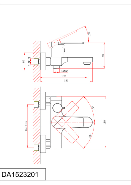 Смеситель для ванны с душем DK Bayern.Fürth (DA1523205)