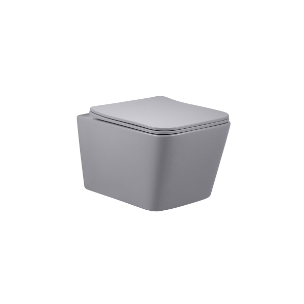 Унитаз подвесной Vincea Q-Line VT1-12MG безободковый, цвет матовый серый, сиденье soft-close